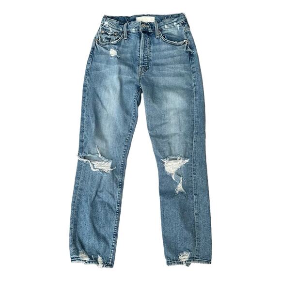 Mother Denim Tomcat Ankle Jeans in Confession Wash | High Waist Distressed | 25 - Picture 2 of 16
